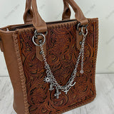 PC260418-06              12'' Silver metal chain with western charms Purse chain