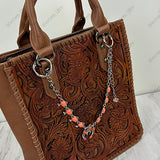 PC260418-17       12'' Silver metal chain with orange turquoise stone squash blossom charms Purse chain