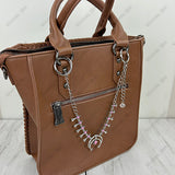 PC260629-09          Silver metal chain with light pink stone squash blossom adjustable Purse chain