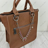 PC260629-10            Silver metal chain with hot pink stone squash blossom adjustable Purse chain
