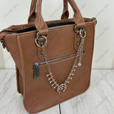 PC260629-11           Silver metal chain with orange stone squash blossom adjustable Purse chain