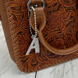 PCH251125-A                            Silver metal with clear crystal letter A purse chain