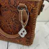 PCH251125-A                            Silver metal with clear crystal letter A purse chain