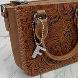 PCH251125-A                            Silver metal with clear crystal letter A purse chain