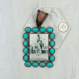 PD231210CP-49                 Copper metal with blue turquoise stone triangle cowboy Pendent