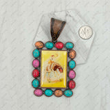 PD231210CP-49                 Copper metal with blue turquoise stone triangle cowboy Pendent