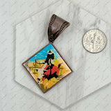 PD231210CP-67                               Copper metal square cowboy pendent