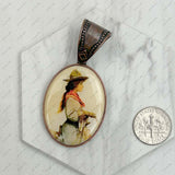 PD231210CP-75                                Copper metal oval cowboy pendent