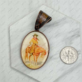 PD231210CP-75                                Copper metal oval cowboy pendent