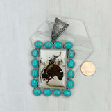 PD231210SL-25                 silver metal with blue turquoise stone triangle cowboy Pendent