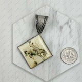 PD231210SL-63                                silver metal square cowboy pendent