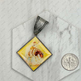 PD231210SL-63                                silver metal square cowboy pendent