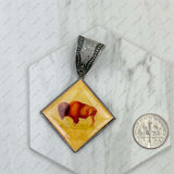 PD231210SL-63                                silver metal square cowboy pendent