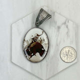 PD231210SL-71                                silver metal oval cowboy pendent