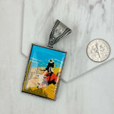 PD231210SL-79                              silver metal triangle cowboy pendent