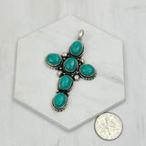 PD240721-16                    German silver with blue turquoise cross pendant