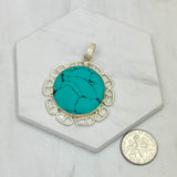 PD240721-18               German silver with blue turquoise pendant