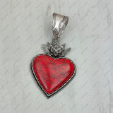 PD250110-01          Silver metal with blue turquoise stone heart Pendent