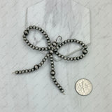 PD250208-03            4mm Silver Navajo pearl beads bow tie pendent
