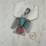 PD251130-02-BLUE                      Silver metal with blue turquoise stone Eagle Pendent