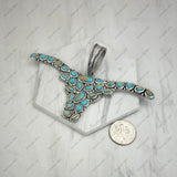 PD251130-03-SILVER-BLUE                  Silver metal with blue turquoise stone long horn Pendent