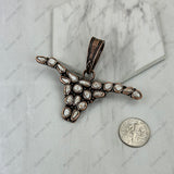 PD251130-04CP-BLUE                                     Copper metal with blue turquoise stone Longhorn Pendent