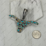 PD251130-04SL-BLUE                             Silver metal with blue turquoise stone Longhorn Pendent