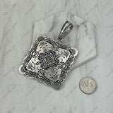 PD260320-03-COPPER            large square copper metal Pendent