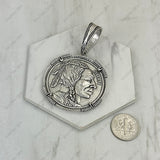 PD260629-02          Large Silver metal quarter shape Pendent