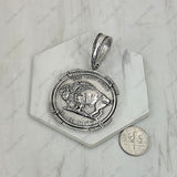 PD260629-03          Large Silver metal quarter shape Pendent