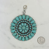 PDS180131-01-BLUE          silver with blue turquoise stone concho pendent