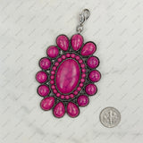 PDS180131-02-BLUE       silver with blue turquoise stone oval concho pendent