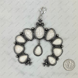 PDS180331-01-BLUE          silver with blue turquoise stone squash blossom pendent