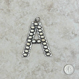 PDS230703A-BLUE      Silver with blue turquoise stone letter A pendant