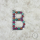 PDS230703B-MUTI	Silver with muti stone letter B pendant