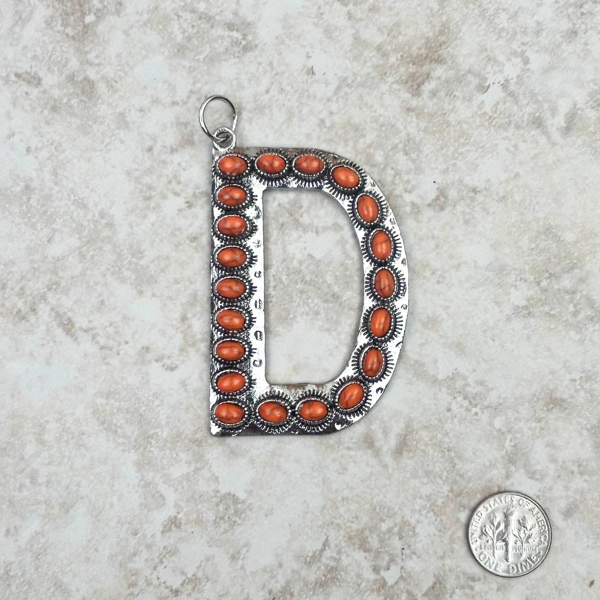 PDS230703D-PINK	Silver with pink stone letter D pendant