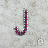 PDS230703J-PINK	Silver with pink stone letter J pendant