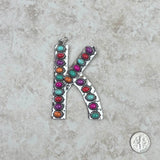 PDS230703K-WHITE	Silver with white stone letter K pendant
