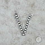 PDS230703V-ORANGE	            Silver with orange stone letter V pendant