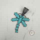 PDS230813-01       Silver with blue turquoise stone dragonfly pendant