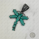 PDS230813-01       Silver with blue turquoise stone dragonfly pendant