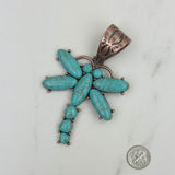 PDS230813-05     Copper with blue turquoise stone dragonfly pendant