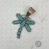 PDS230813-05     Copper with blue turquoise stone dragonfly pendant