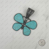PDS230813-09     Silver with blue turquoise stone butterfly pendant