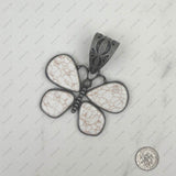 PDS230813-09     Silver with blue turquoise stone butterfly pendant