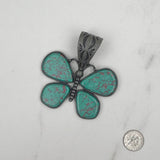 PDS230813-09     Silver with blue turquoise stone butterfly pendant