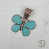 PDS230813-13     Copper with blue turquoise stone butterfly pendant
