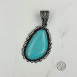 PDS230813-16       Silver with blue turquoise stone teardrop pendant