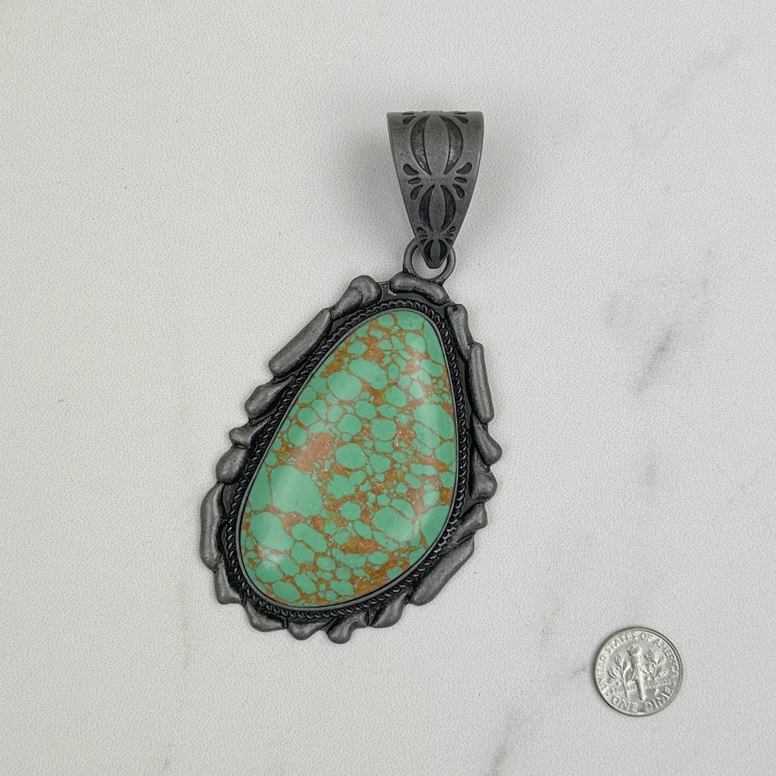 PDS230813-16       Silver with blue turquoise stone teardrop pendant