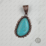PDS230813-20                     Copper with blue turquoise stone teardrop pendant
